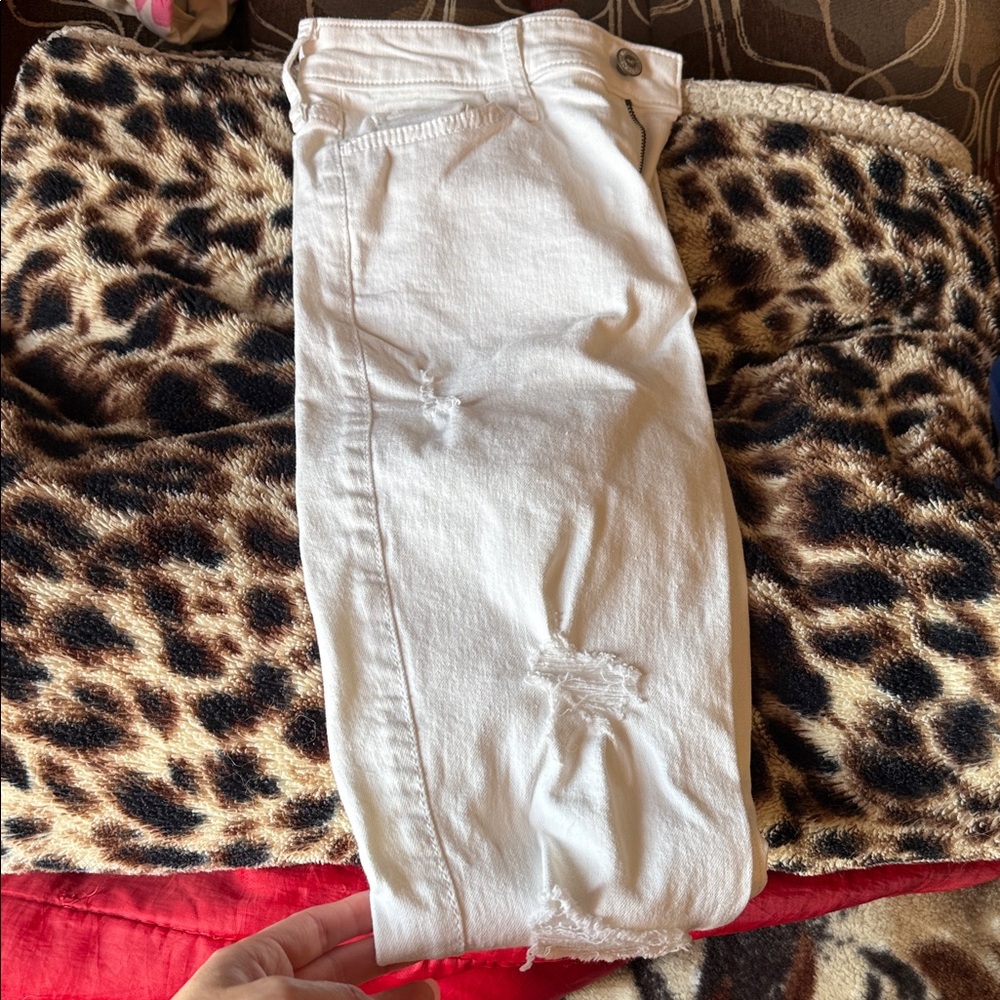 Women's White Distressed Jeans